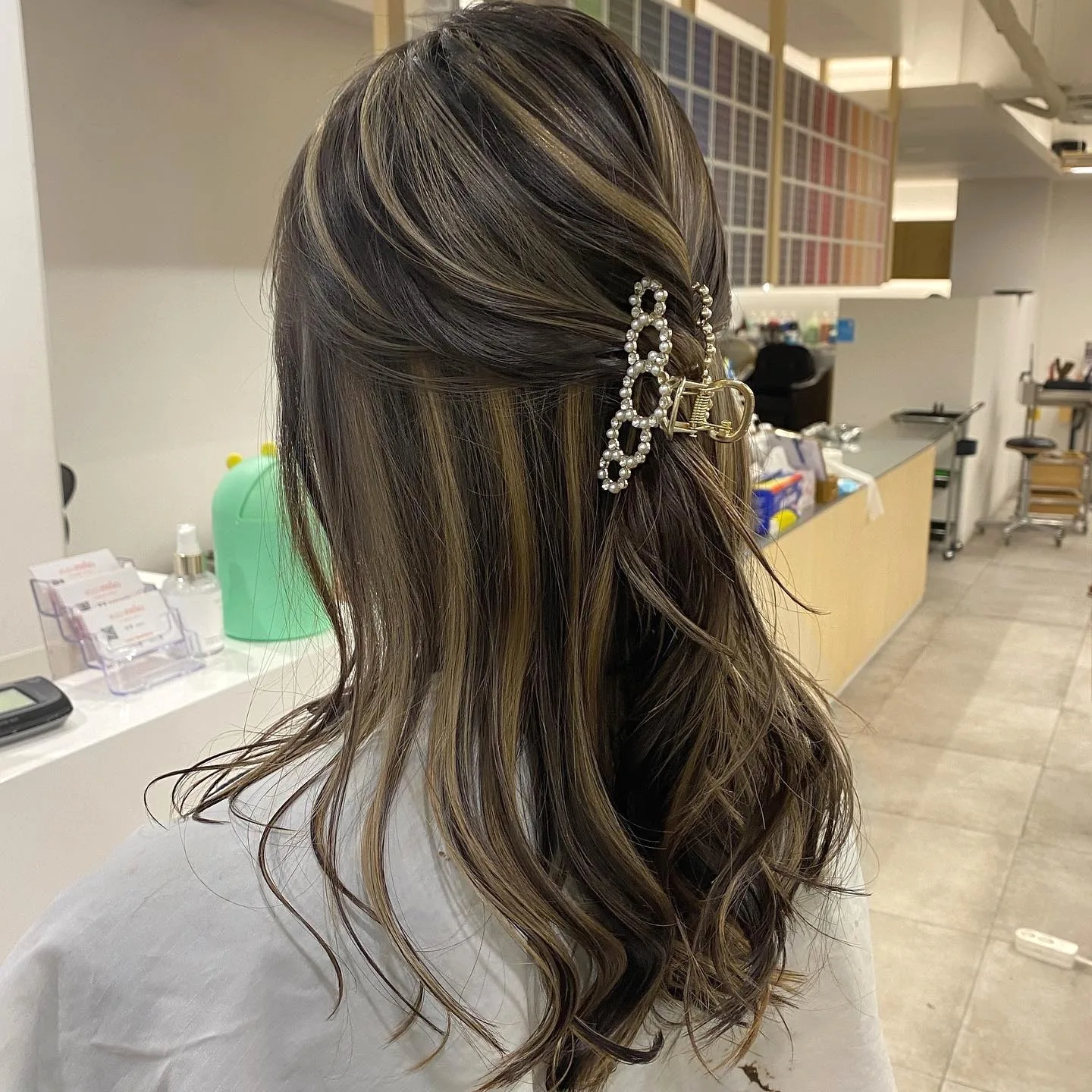 Elegant Half-Up Korean Hair Color