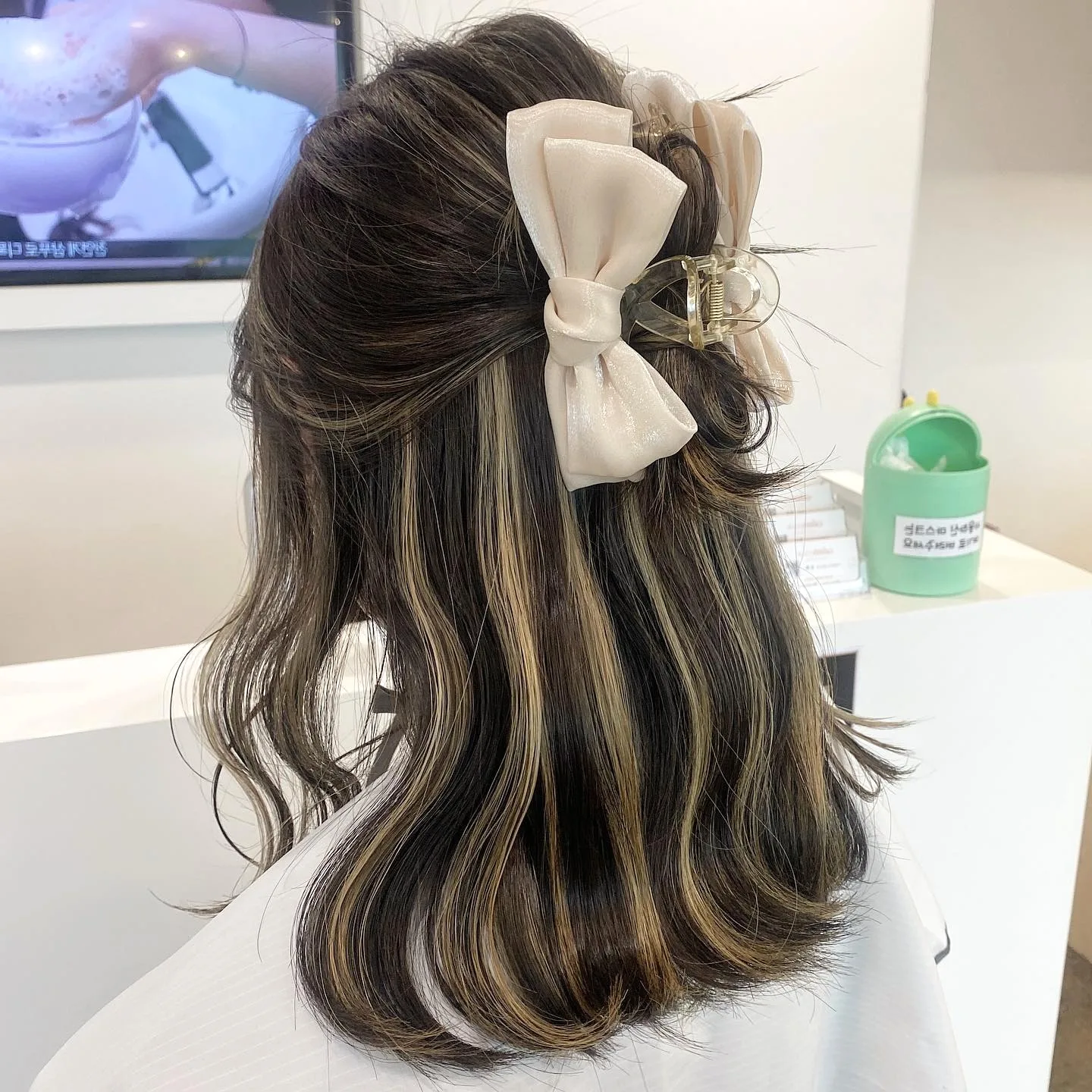 Ribbon Half-Up Korean Hair Color