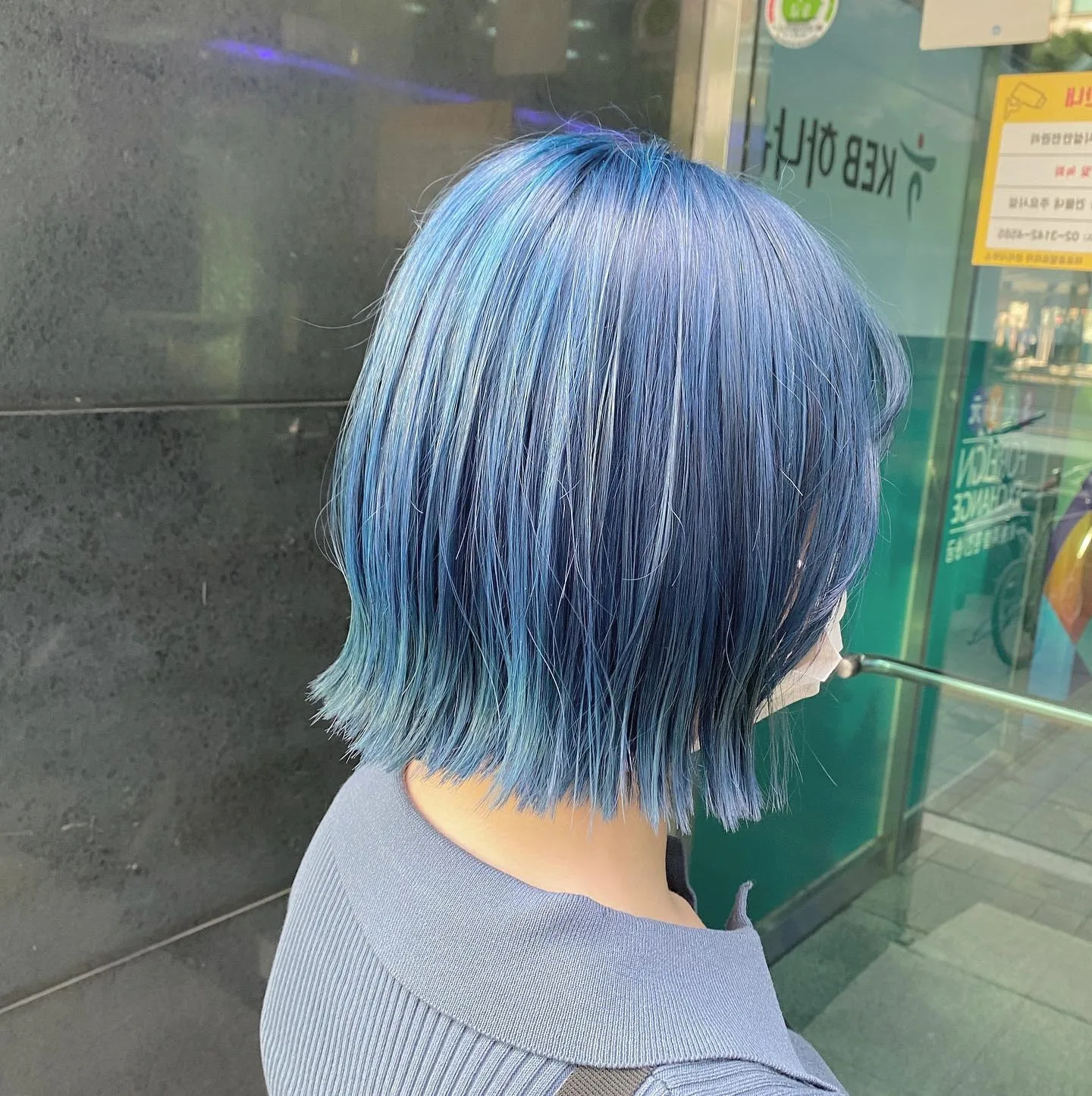 Sky Blue Mint Korean Hair Color