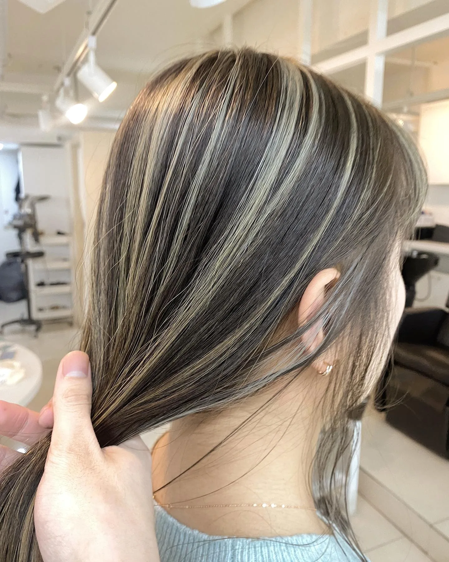 Ash Blonde Ponytail Korean Hair Color