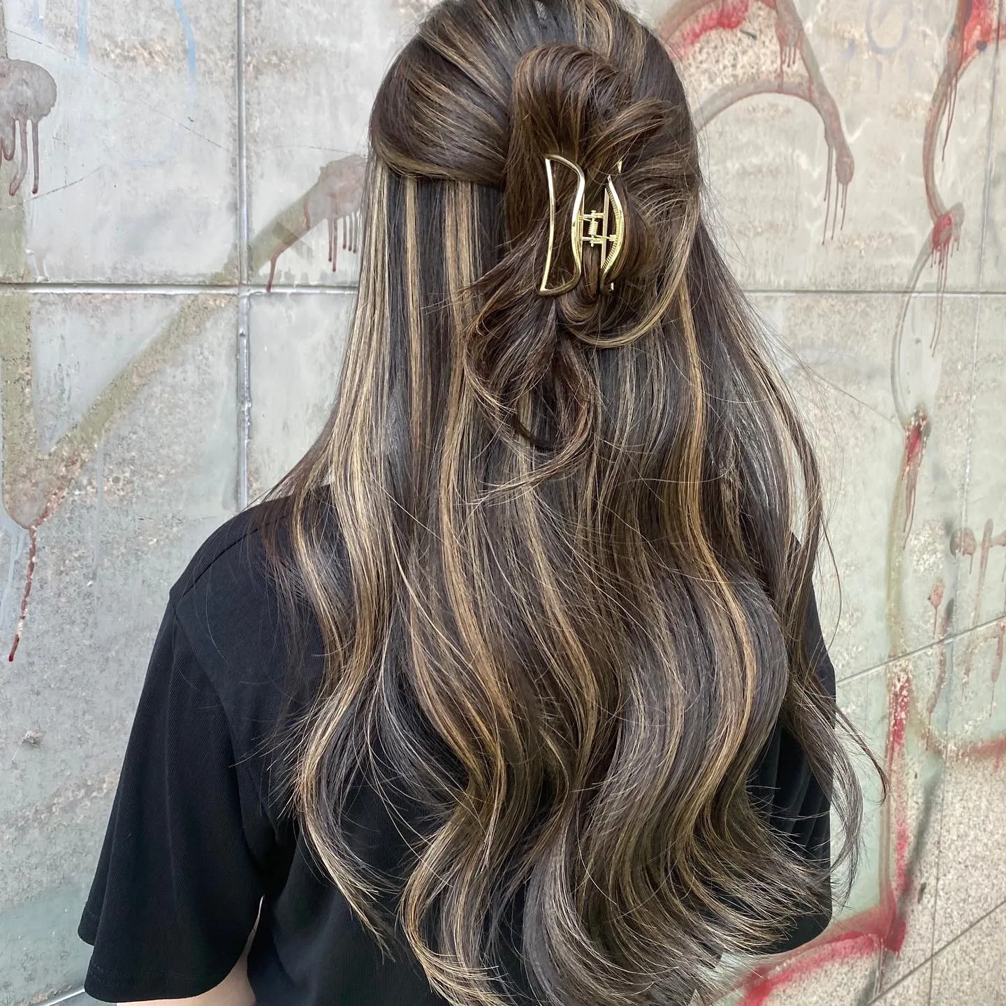 Golden Half-Up Korean Hair Color