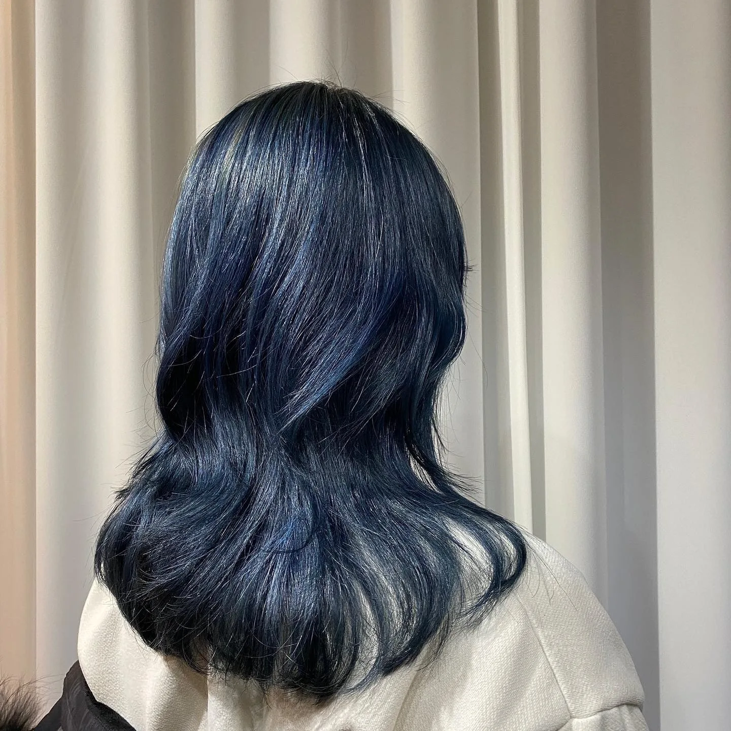 Deep Navy Blue Korean Hair Color